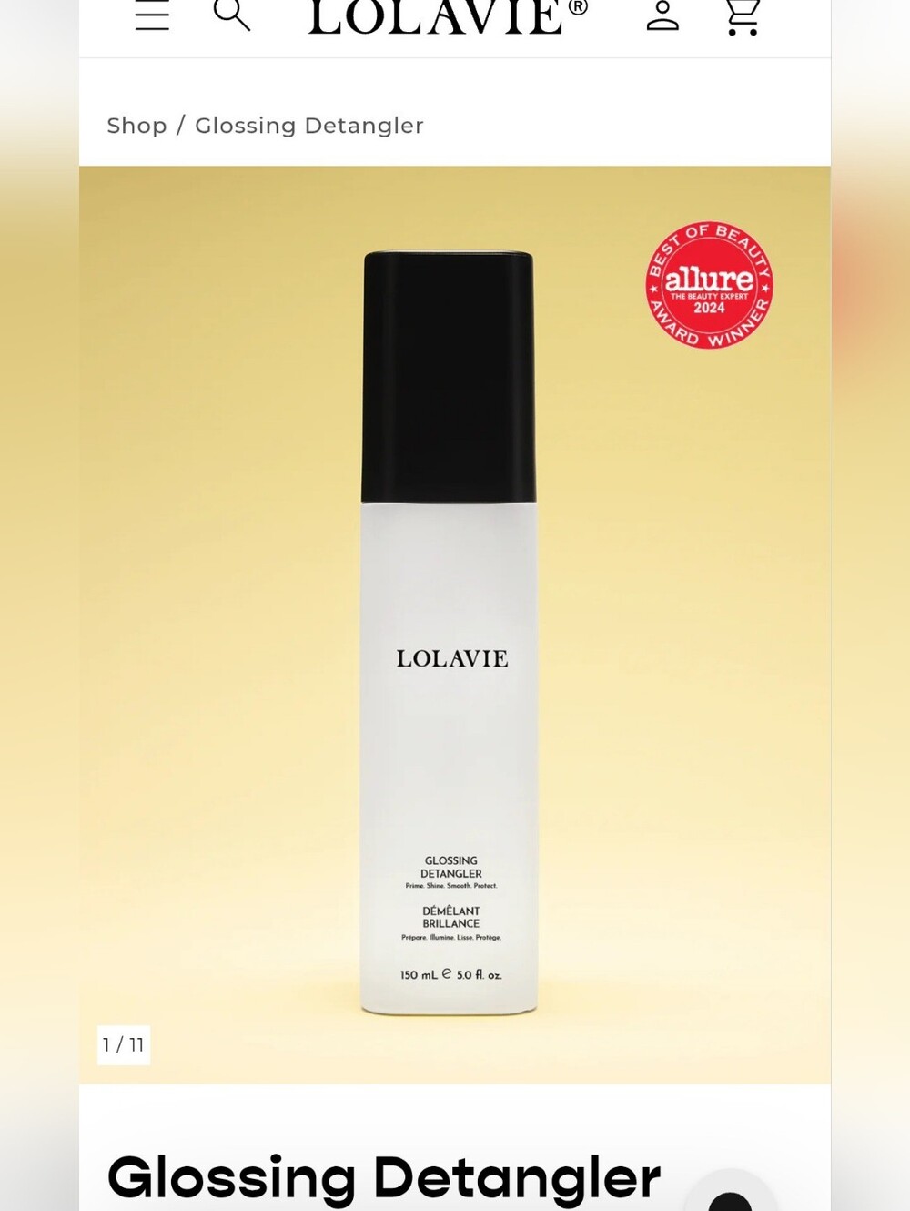 lola Glossing Detangler — White bottle with black text